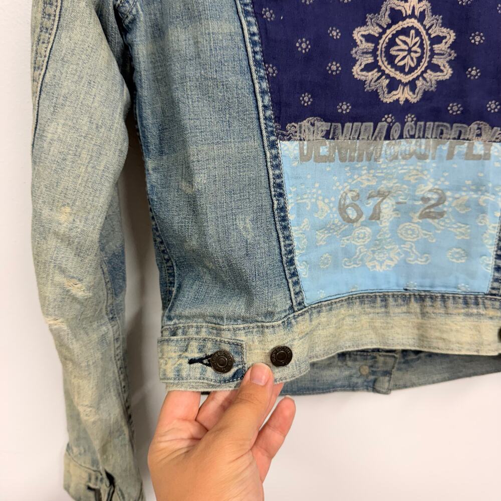 Ralph Lauren Denim & Supply Western Denim Jacket Bandana SZ SMALL Distressed EUC - Picture 10 of 10